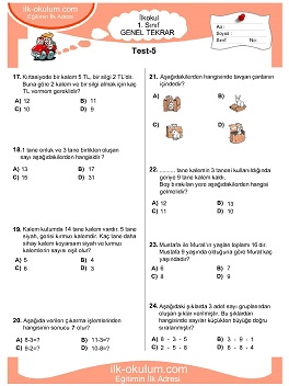 ilkokul 1. Sınıf Genel Tekrar Testleri 